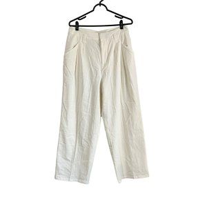 Anthropologie Maeve Womens Cream Pleated Straight Trouser Dress Pants Size 10